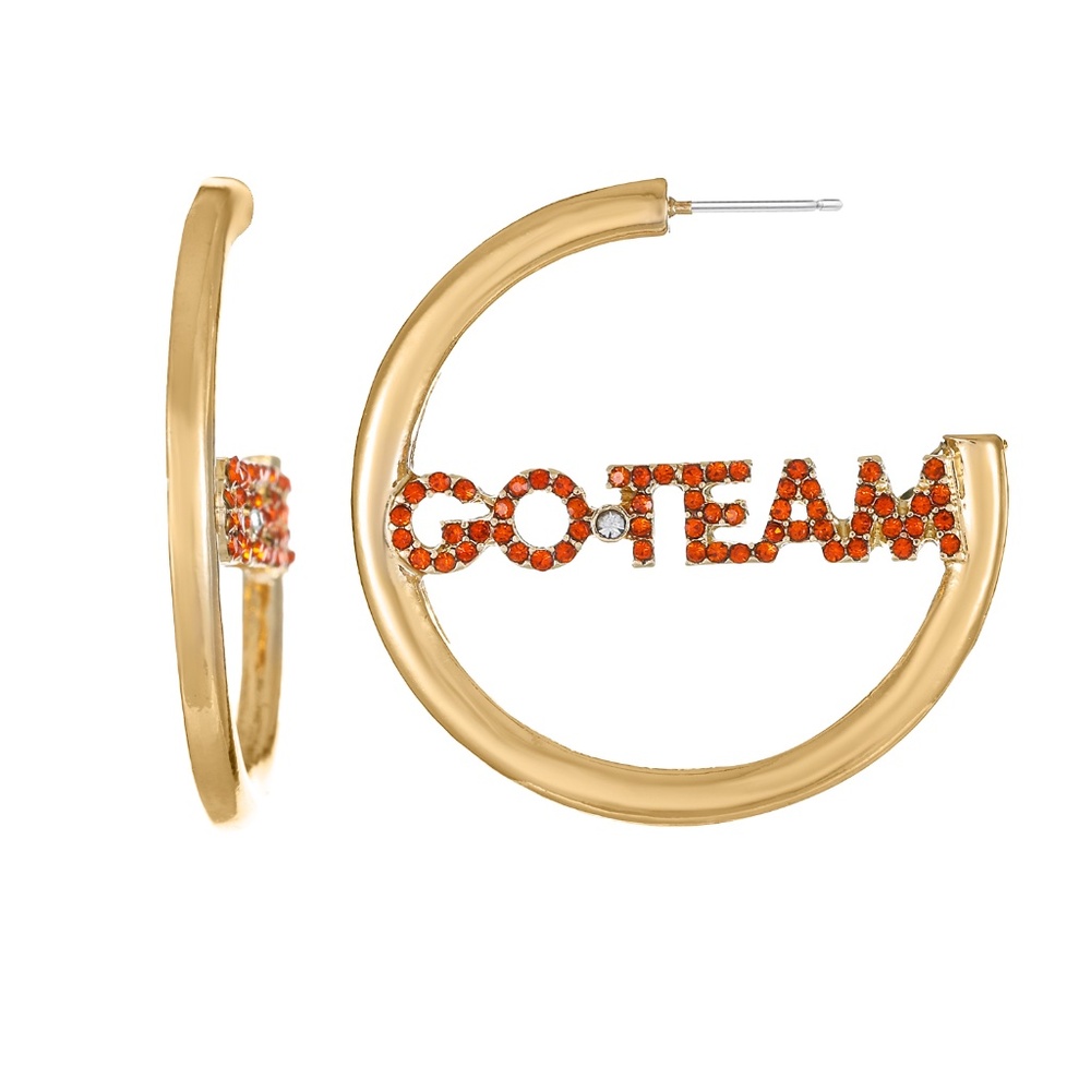 Packed Party Goldtone Go Team Hoop Earrings, Female, 1 Pair